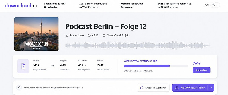 Download.cc SoundCloud Converter WAV