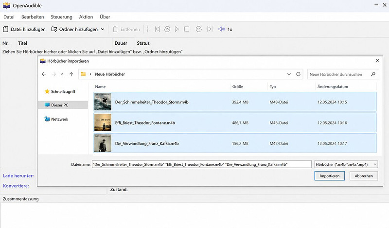 Hörbücher importieren in OpenAudible