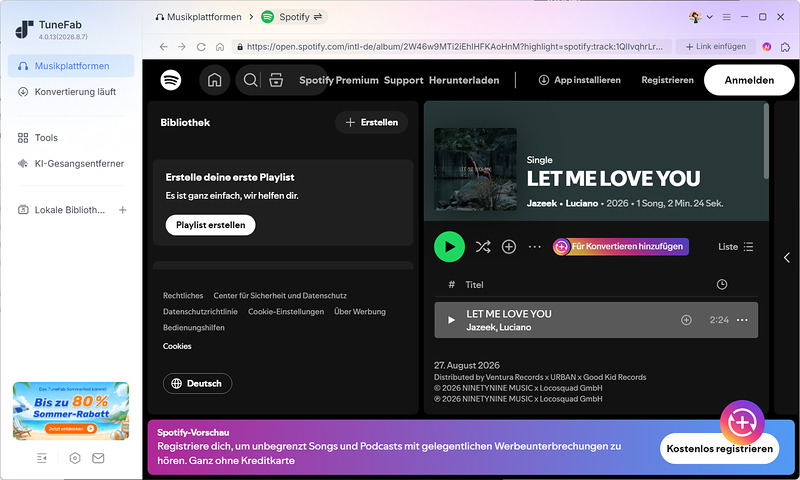 Spotify Songs für Konvertieren hinzufügen