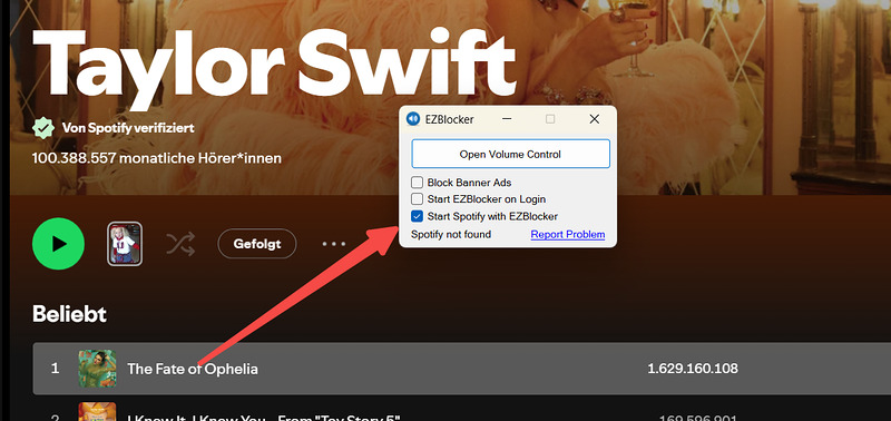 starten Spotify mit EZBblocker