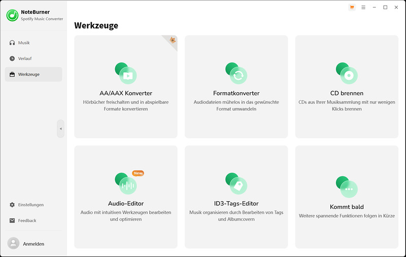 Noteburner Spotify Music Converter Oberfläche