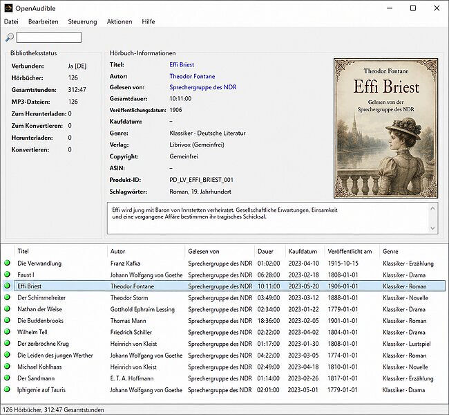 OpenAudible Converter Oberfläche
