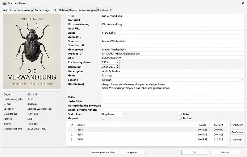 ID3-Tags in OpenAudible bearbeiten
