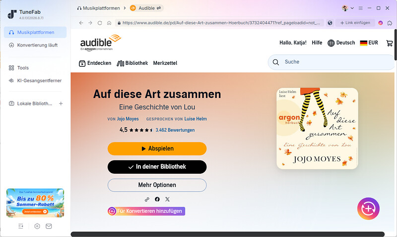 TuneFab Audible Converter Schnittstelle