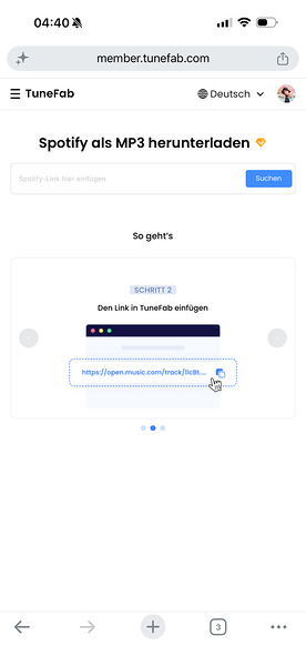 Die Hauptseite von Spotify Musik Online-Konverter auf Handy