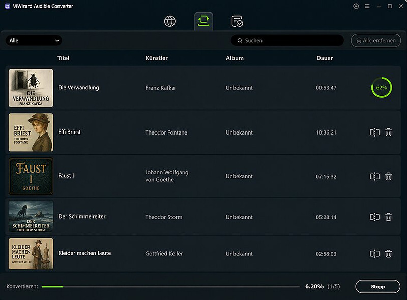 ViWizard Audible Converter Oberfläche
